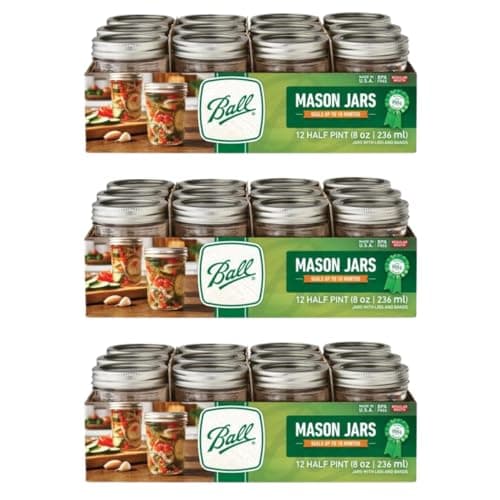 36-Pk 8-Oz Ball Regular Mouth Glass Mason Jars w/ Lids & Bands $22.40