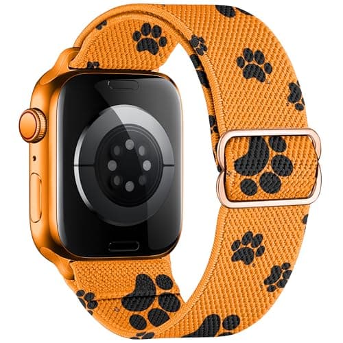 XynkoreX Paw Stretchy Bands Compatible with Apple Watch Band 40mm 41mm 38mm 46mm 44mm 45mm 42mm 49mm Women Men, Water-Resistant Solo Loop Elastic Sport Straps for iWatch Series 11 10 9 8 7 6 5 4 3 SE Ultra (Orange Paw, 38MM/40MM/41MM/42MM(Series 11 10))