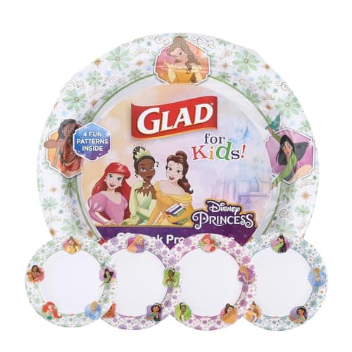 30-Pk 10" Glad for Kids Disney Princess Paper Plates (Floral Frames) $3.70 w/ S&S
