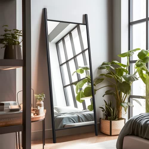 NeuType Full Length Mirror, 65...ainst Wall,Black(Ladder Frame)