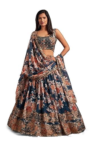 Chitram Women's Ready to Wear Indian Lehenga Choli Set | Embroidered Bridal Wedding Outfit with Dupatta | Traditional Ethnic Wear for Party & Festival