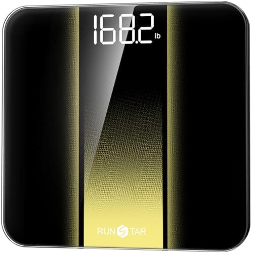 RunStar Digital Bathroom Scale for Body Weight with High Precision, Clear LED Backlight Display, Accurate Scale with Tempered Glass, 400lb