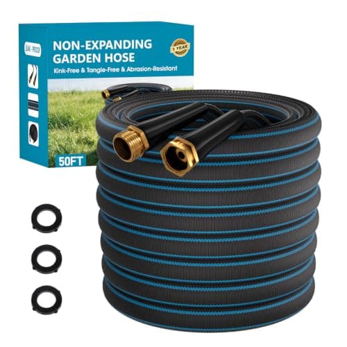 Amolok 50FT Non-Expanding Garden Hose, Ultra-Lightweight Water Hose, Kink-Free, Burst-Resistant, Durable & Flexible Hose, All-Weather Outdoor Hose for Lawn & Garden, Car Washing