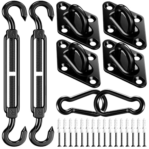 Sun Shade Sail Hardware Kit: 6 Inch 304 Stainless Steel Heavy Duty Sunshade Hardware for Rectangle & Triangle Shade Sail Installation, Canopy Accessories for Sun Shades Outdoor Patio Garden Backyard