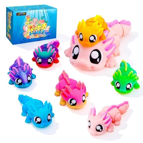 Cybermaker Axolotl 3D Printed Animal Toy, 8-Piece Family Set