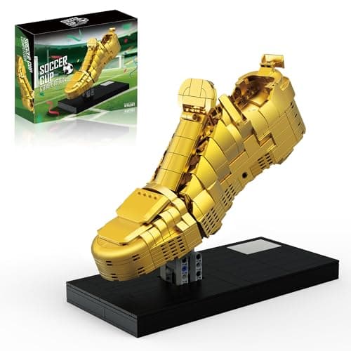 Nayihoop Golden Soccer Boot Building Set for Adults, Football Champion Shoe Trophy Collectible Model Kit, Sports Fan Souvenir Gift Home Office Decor