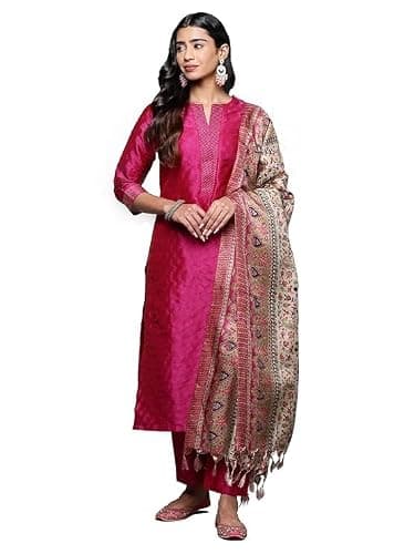 JeviousKurta Set for Women with Dupatta Indian Designer Party Wear Kurti with Palazzo for Dress Tunic Top (Magenta-1, X-Large)
