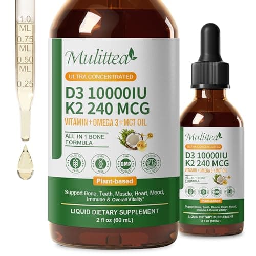 2-Pack 2-Oz Organic Vitamin D3 K2 Liquid 10000 IU w/ Vegan Omega-3 & Coconut MCT Oil $12.29 + Free Shipping w/ Prime or on $35+