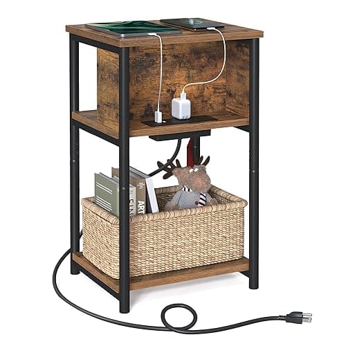 VASAGLE 3-Tier Side Table w/ Charging Station (Various Colors) $20 + Free Shipping