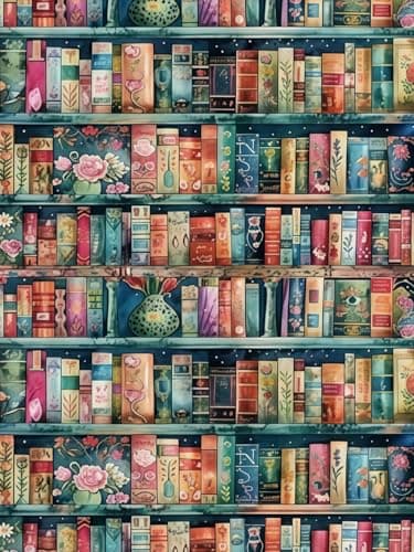 CSZPPQAF Book 5D Diamond Painting Kits for Adults, Vintage Books Diamond Art Kits for Adults Beginner,DIY Full Drill Gem Art Paint by Diamonds Dots for Home Decor 12x16 Inch