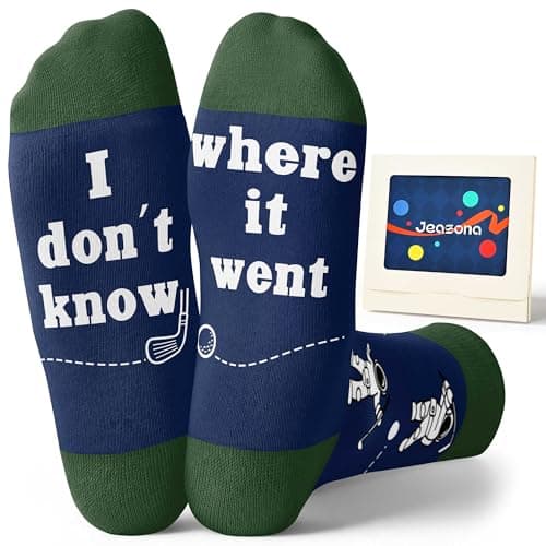 Jeasona Golf Gifts for Men Funny Golfs Socks for Men, Cotton Athletic Crew Funny Socks, Novelty Golf Accessories for Golfers, Dad Birthday Gifts, Father's Day Present, Fits Size 7-13
