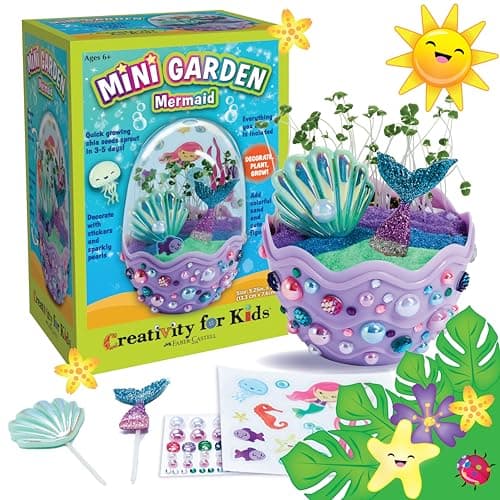 Creativity for Kids Mini Garden: Mermaid Terrarium Kit - Mermaid Gifts for Girls, Crafts and Toys, Stocking Stuffers for Kids (Ages 6+)