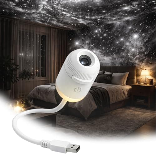 Adahed 2-in-1 Galaxy Projector Night Light with 12 Sliding Projection Films, Adjustable Brightness 360° Rotating Design and USB Power for Car and Bedroom Decoration for Adults and Kids