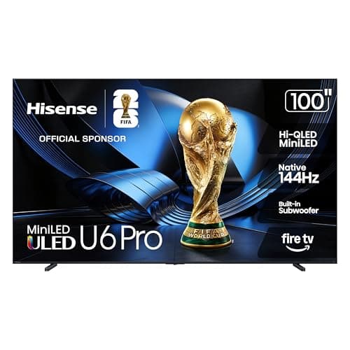 Hisense 100" U6 Pro Series Mini‑LED ULED 4K UHD HDR Gaming AI Smart Fire TV (100U6SF Pro, 2026 New) – Hi-QLED, Native 144Hz, Motion Rate 480, Dolby Vision IQ · Atmos, HDR10+, Glare-Free, Alexa+