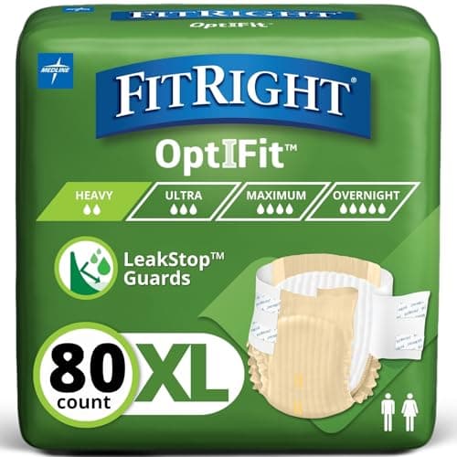 FitRight Adult Diapers, Extra+...ture-Wicking, Leak Protection,