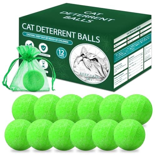 QUSUKO Cat Repellent Outdoor to Keep Cats Away (12Pack) Natural Peppermint Oil Cat Deterrent Outdoor and Indoor (Mark Green)