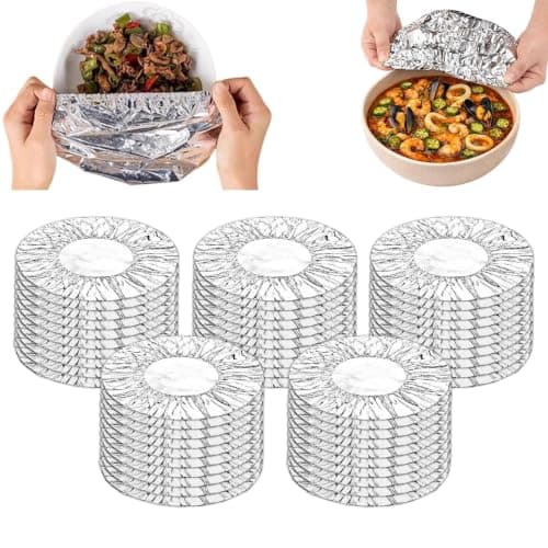 50Pcs Reusable Aluminum Foil Food Covers Portable Elastic Food Cover