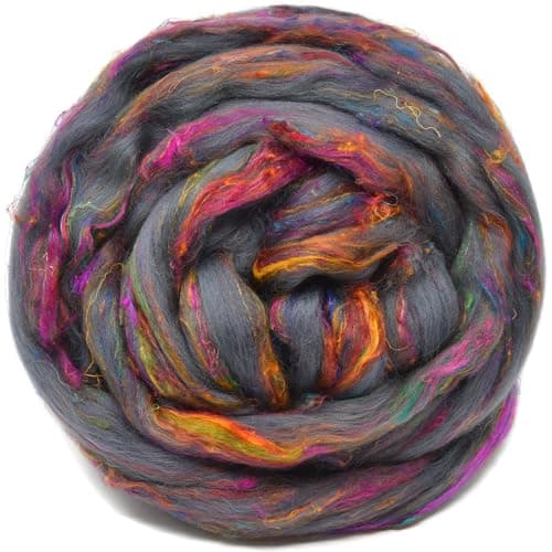 Living Dreams Yarn Merino & Sari Silk Fiber Blend for Spinning & Felting. Super Soft Combed Top. Dharma