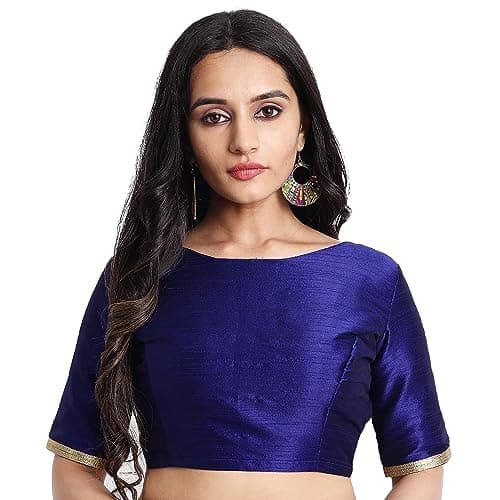 Readymade Indian Party Wear Bollywood Style Crop Top Choli Saree Blouse for Women Royal Blue