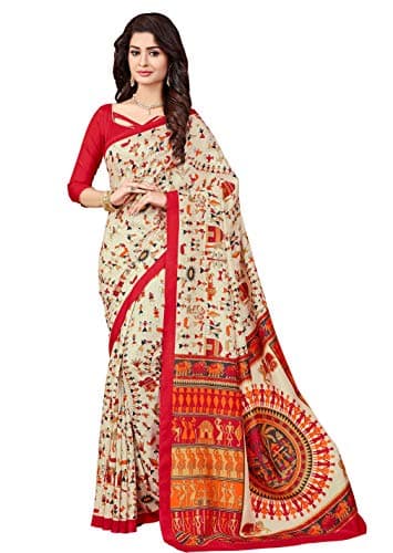 Miraan Women's Printed Bhagalpuri Art Silk Saree with blouse One Size Multicolour