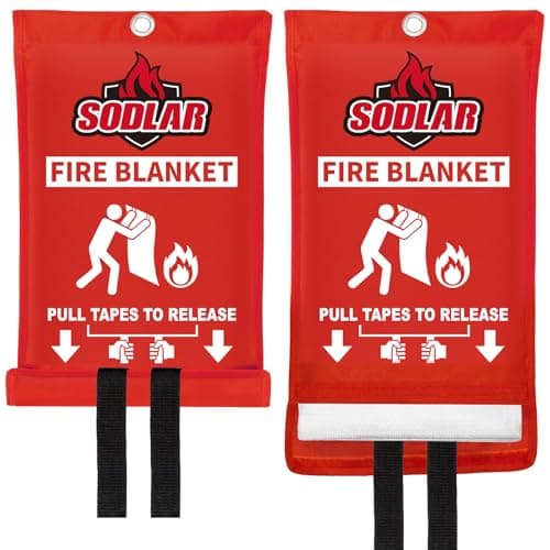 Fire Blanket Emergency for Home Kitchen - 40"x40" Fireproof Safety Protection Fiberglass Flame Retardant Blankets Survival Essential Kit for Outdoor Camping House Car Fireplace Grill BBQ - 2 Pack