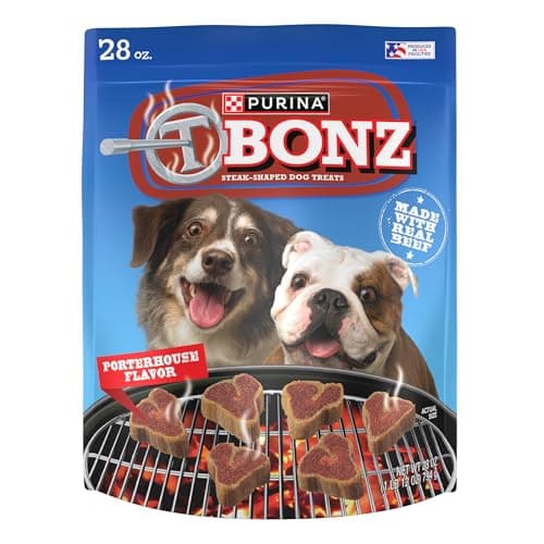 Purina T-Bonz Porterhouse Flavor Steak Shaped Dog Treats, Steak-Inspired Chewy Snacks for Dogs, 28 oz. Pouch for $7.17