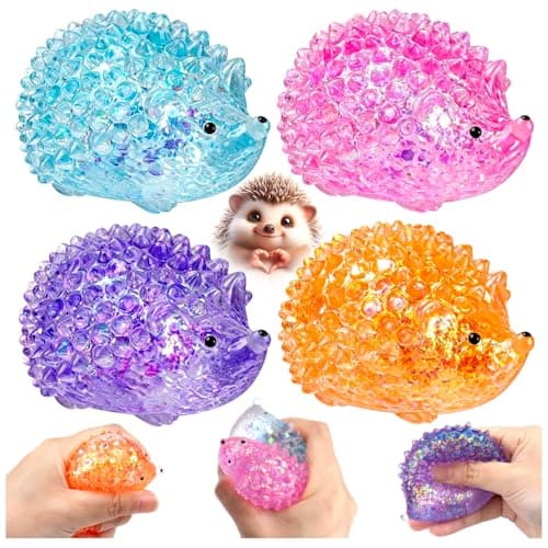4PCS Glitter Hedgehog Stress Balls Hedgehog Sugar Filled Sensory Fidget Toy