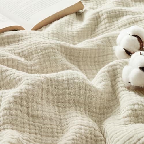 Bedsure 4-Layer Cotton Muslin Throw Blanket (50" x 70", Beige or White) from $14.39 & More + Free Shipping w/ Prime or on $35+
