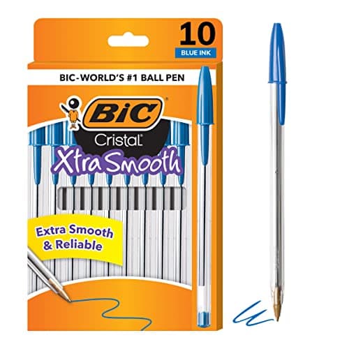 $0.97* | 10-Count BIC Cristal Xtra Smooth 1.0mm Medium Point Ballpoint Pens (Blue) at Amazon