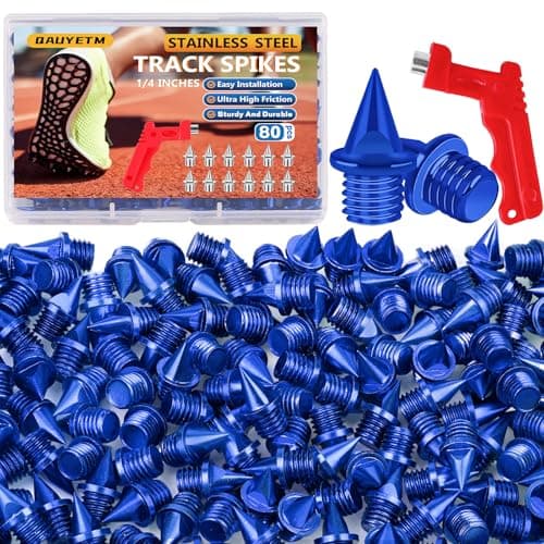 80 Pcs 1/4 Inch Track Spikes, Stainless Steel Track and Cross Country Spikes with Spike Wrench, Replacement Spikes for Sprint Sports Short Running Climbing Track Shoes