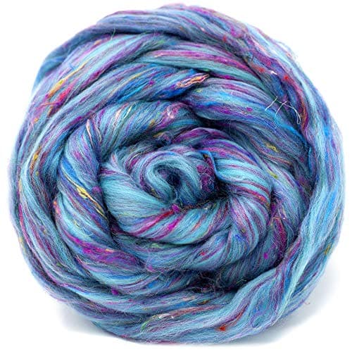 Merino & Sari Silk Fiber Blend for Spinning & Felting. Super Soft Combed Top. Mantra